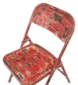 Kovová skládací židle, červená patina, 45x55x80cm (AM)