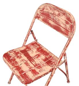 Kovová skládací židle, červená patina, 45x55x80cm (AP)