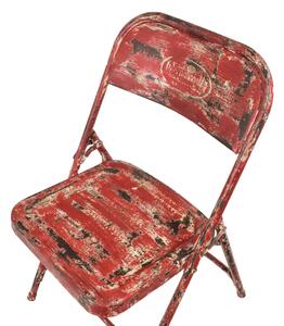 Kovová skládací židle, červená patina, 45x55x80cm (AN)