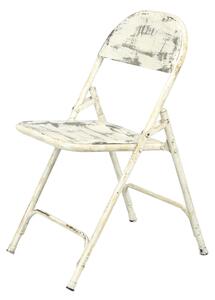 Kovová skládací židle, bílá patina, 45x55x80cm (AR)