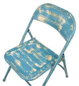 Kovová skládací židle, tyrkysová patina, 45x55x80cm (AG)