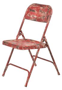 Kovová skládací židle, červená patina, 45x55x80cm (AN)