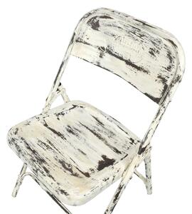 Kovová skládací židle, bílá patina, 45x55x80cm (AV)