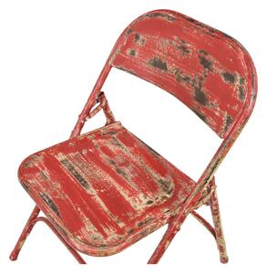 Kovová skládací židle, červená patina, 45x55x80cm (AL)