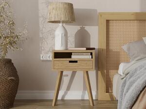 Dřevěný noční stolek ve scandi stylu HYLLE přírodní Kvalita dřeva: 2. Kombinace dubového masivu a dýhované DTD desky