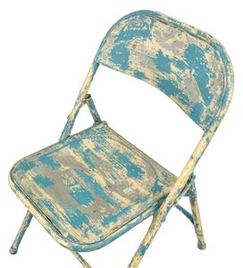 Kovová skládací židle, tyrkysová patina, 45x55x80cm (AD)