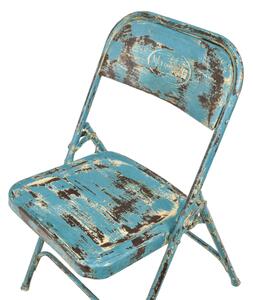 Kovová skládací židle, tyrkysová patina, 45x55x80cm (AH)