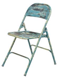 Kovová skládací židle, tyrkysová patina, 45x55x80cm (AF)
