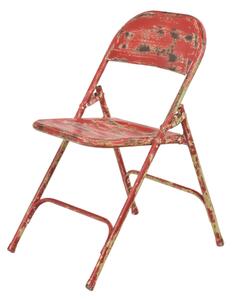 Kovová skládací židle, červená patina, 45x55x80cm (AL)