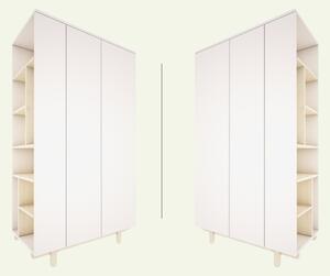 Designová šatní skříň s otevřeným regálem BASIC bílá