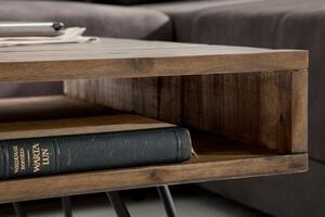 FurniGO Konferenční stolek Scorpion - 110cm šedý, akátové dřevo