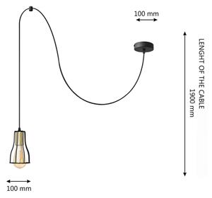 Lustr na lanku TUBE 1xE27/15W/230V černá/zlatá