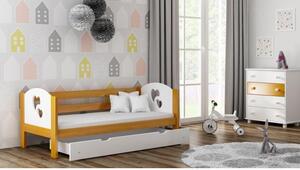Postýlky a postele - Jednolůžková dětská postel - 200x90 cm Bez šuplíku Dodatečná přišroubovaná bariéra Hvězdy a měsíc Olše