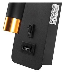 Nástěnné bodové svítidlo s USB nabíječkou 1xG9/35W/230V černá/zlatá