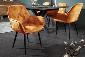 FurniGO Designová židle Milano hořčice žlutá samet