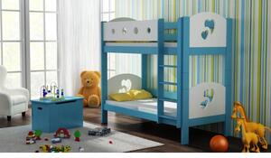 Postýlky a postele - Dětská patrová postel - 180x80 cm Bez šuplíku Dodatečná přišroubovaná bariéra na spodní postel Modrá