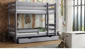 Postýlky a postele - Patrová dětská postel - 180x90 cm Bez šuplíku Čokoláda Standardní bariéry