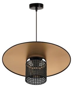 Duolla - Lustr na lanku TOKYO RATTAN 1xE27/15W/230V pr. 50 cm zlatá/černá