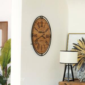 Kulaté dřevěné nástěnné hodiny Colonial, 58 cm