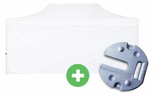 Nůžkový stan 3x6m ALU PREMIUM SET - plné bočnice + závaží barva Bílá