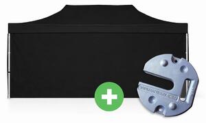 Nůžkový stan 3x6m ALU PREMIUM SET - plné bočnice + závaží barva Černá