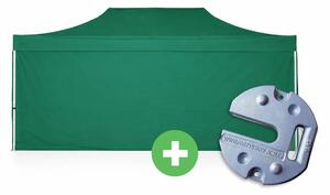 Nůžkový stan 3x6m ALU PREMIUM SET - plné bočnice + závaží barva Zelená