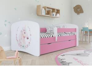 Postýlky a postele - Dětská postel s koníkem - Babydreams 180x80 cm Bez matrace NE Růžová