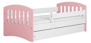 Postýlky a postele - Bílá dětská postel - Classic 160x80 cm Bez matrace NE Růžová