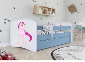 Postýlky a postele - Dětská postel s jednorožcem - Babydreams 140x70 cm Bez matrace Modrá NE