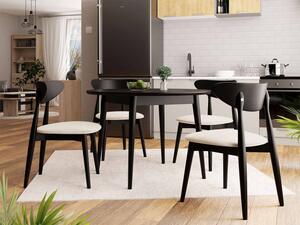 Kulatý jídelní stůl 120 cm se 4 židlemi OLMIO 1 - černý / béžový
