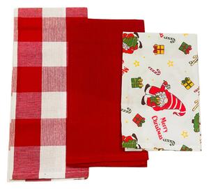 Utěrky na nádobí Vánoční Christmas červená 45x70cm 3ks TiaHome