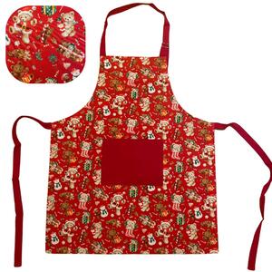 Kuchyňská zástěra bavlněná Vánoční Christmas červená TiaHome