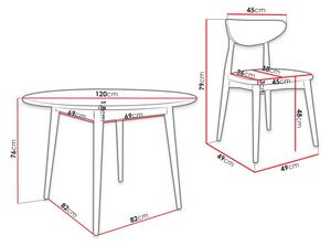 Jídelní stůl 120 cm se 4 židlemi OLMIO 1 - černý / přírodní dřevo / béžový