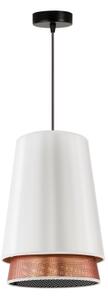 Duolla - Lustr na lanku BELL SHINY 1xE27/15W/230V pr. 25 cm bílá/měděná