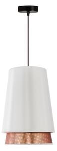 Duolla - Lustr na lanku BELL SHINY 1xE27/15W/230V pr. 25 cm bílá/měděná