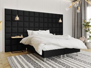 Čalouněná manželská postel 140x200 NECHLIN 2 - černá ekokůže + panely 30x30 cm ZDARMA