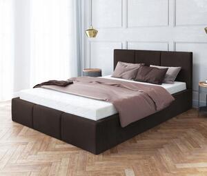 Čalouněná postel AMBER 140x200 Hnědá Trinity s úložným prostorem dřevěný rošt