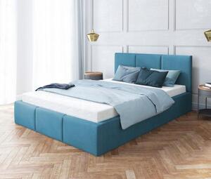 Čalouněná postel AMBER 140x200 Tyrkysová Trinity s úložným prostorem dřevěný rošt