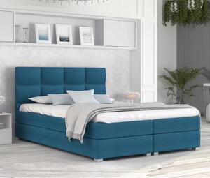 Luxusní postel SPRING BOX 140x200 s kovovým zdvižným roštem TYRKYSOVÁ