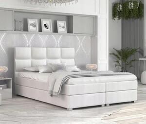 Luxusní postel SPRING BOX 140x200 s kovovým zdvižným roštem BÍLÁ