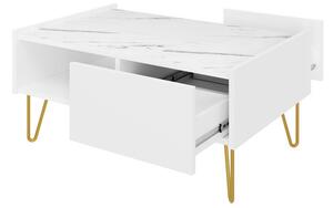 Konferenční stolek Animere White AL97, Barva: bílá / bílá + mramor bianco Mirjan24 5903211275685