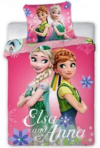 Dětské povlečení bavlna do postýlky Ledové Království Elsa a Anna 100x135+40x60 cm