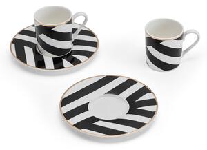 Espresso šálky s podšálky Mikasa Luxe Deco 100 ml, 2 ks, porcelán se zlatým lemem MKLDGEOESPPK2