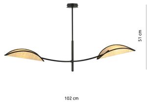 Lustr na tyči LOTUS 2xE14/10W/230V černá/béžová