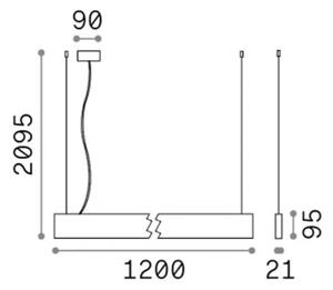 Ideal Lux - LED Lustr na lanku STEEL LED/29W/230V 3000K CRI 90 120 cm černá