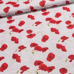 Bavlněné plátno 15540 POPPY ORIGINAL červené máky na šedé, š.140cm (látka v metráži)