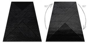 Koberec EMERALD exkluzivní A0084 glamour, styl, linie, geometrický černý / stříbrný
