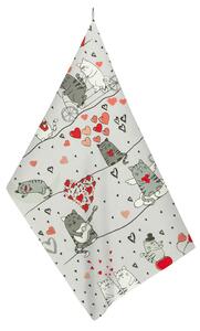 Bellatex Kuchyňská utěrka 1 ks 50x70 cm Kočka Šedá,Bílá,Červená