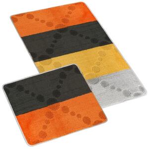 Bellatex koupelnové předložky SADA BANY 60x100 + 60x50 cm bez výkroje Paprsek Šedá,Oranžová