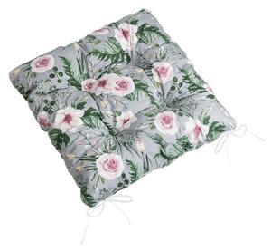 Bellatex Sedák Adéla prošívaný 40x40 cm Růže Růžová,Šedá,Zelená